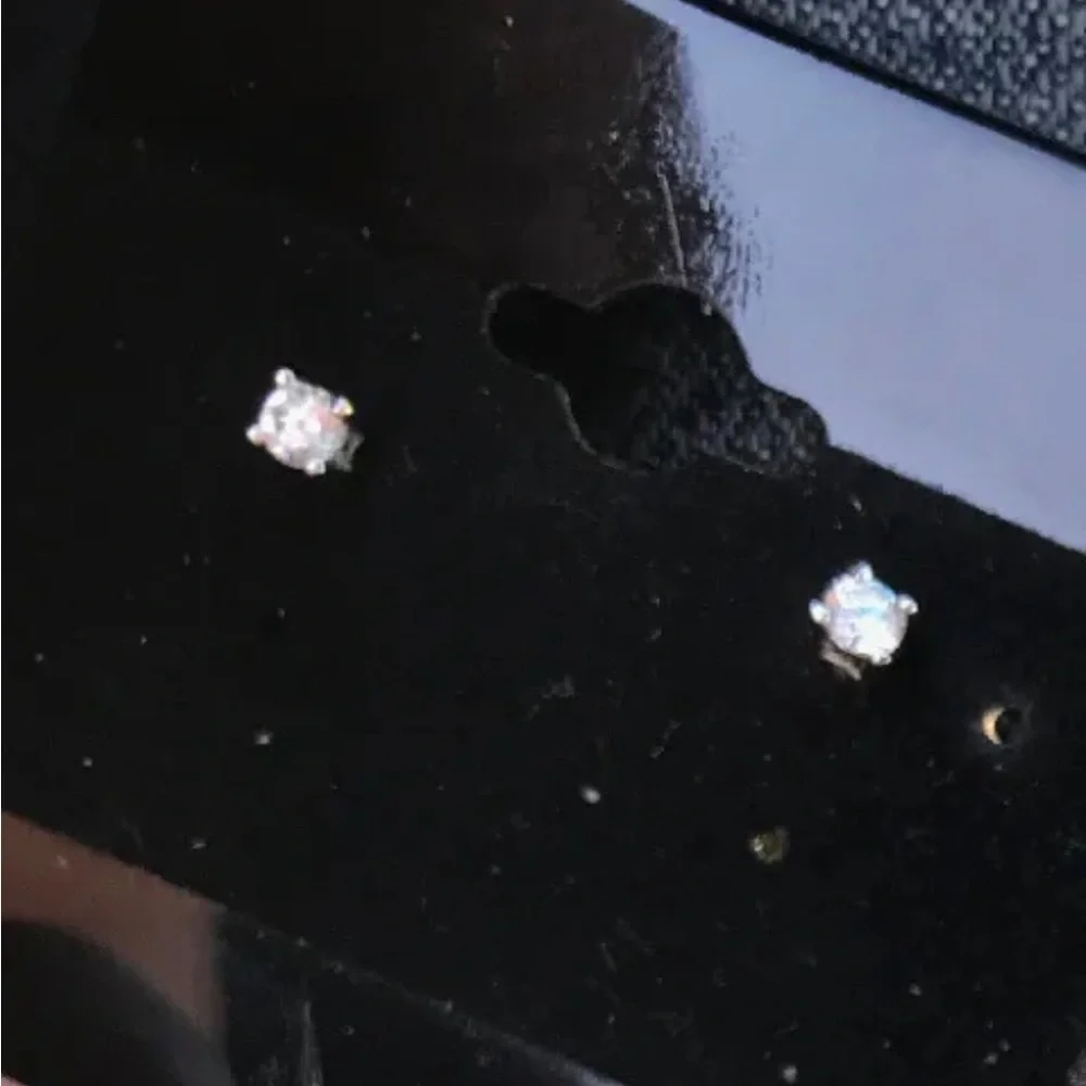 Sterling White Crystal Stud Earrings Fine Jewelry faux diamonds girls teens kids